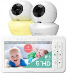 Babysense beebimonitor HD 5-tolline 2 kaameraga, videovalve ilma WiFi, &ouml;&ouml;sel valgustus, uinutused, 300 m kaugus, kahesuunaline heli, 4-kordne zoom, 4000 mAh aku.