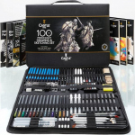 Castle Art Supplies 100 Piece Drawing Sketching Set | Graphite Charcoal Pastel Metallic Watersoluble Pens with Sticks Fineliner | For Professional Artists, Experienced Artists | Durable Travel Case