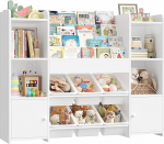 FOREHILL Children's Shelf with Children's Bookcase, Children's Room Furniture Made of Wood, Bookcase for Children with Storage Box, Children's Cabinet with Toy Box, Children's Shelf with 6 Boxes, 119