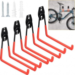 Fippy Pack of 4 Wall Hooks Garage Heavy Duty Garage Hooks Wall Hooks Rubber Coated Garage Wall Hooks for Ladder Appliances Tools Chair Hose Bicycles (Orange)