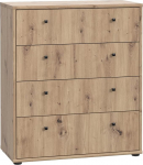 FORTE Tempra 2 Chest of Drawers with 4 Drawers, Engineered Wood, Artisan Oak Style, 73.7 x 85.5 x 34.8 cm (W x H x D)