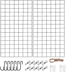 WUZILIN Wall Grid, Multifunctional Grid Wall, Wall Grid, Photo Wall, DIY Decoration, Picture Shelf, Memo Board, Metal, 40 &times; 80 cm, Black, Set of 2