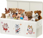 VERONLY Extra Large Toy Box for Boys and Girls, Foldable Toy Chest with Lid, Toy Chest with 2 Mesh Pockets and Handles, 96 x 34 x 39 cm, Beige