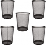 EUROXANTY Waste Bin | Black Waste Paper Bin for Kitchen, Office or Room | Metal Wires | 24 x 27 cm 10 L | Pack of 5