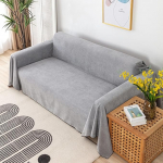 Mesnt Couch Cover 2-Seater Grey, Chenille Washable Sofa Protection Cover Protective Cover Couch Plain Grey, 180 x 230 cm