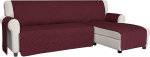 ISSUNTEX Sectional Couch Covers for Dogs, Reversible L-Shaped Sofa Cover, Water Resistant Chaise Lounge Cover Furniture Protector for Kids, Pets (Large, Wine/Wine)
