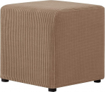 XDKS Stretch Ottoman Slipcover Rectangular Storage Stool Cover with Elastic Base, Checked Elastane Jacquard Fabric (Camel)