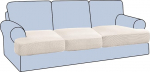 H.VERSAILTEX Stretch Pack of 3 T Cushion Sofa Slipcovers Single Sofa Cushion Covers for 3 Cushions Couch Sofa Seat Cushion Covers with Elastic Bands with Thick Jacquard Fabric Ivory