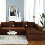 jia cool 3 Seater Sofa Cover L Shape Sofa Cover Furniture Protector Stretch Couch Slipcover Coffee Color