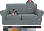 JIVINER 3 Pack Stretch Diivan katted 2 padjadele Diivan paks kahe istuja diivan Slipcover koos 2 istmepadja kattega elutoa lemmikloomadele koertele (M, helehall)