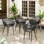 buybyroom Aiatoolid, 4 komplekt, &otilde;uetoolid, Skandinaavia, R&otilde;dum&ouml;&ouml;bel, Lounge tool, V&auml;ikesele r&otilde;dule, Patio toolid, 120 kg kandev&otilde;ime, must