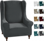 CHELZEN Stretch Velvet Wingback Chair Slipcover 1-poolne pehme stiilne pluusne slipcover Wingback toolidele koos elastse alusega (Hall)