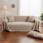 MIFXIN Paks pluusist villane kattekate diivanile, AB kahepoolne 3-kohaline diivanikate, L-kujuline diivanikate, diivanikate lemmikloomadele, masinpesu (khaki, 180 x 300 cm)