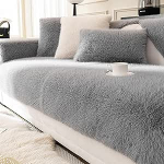 KCCRHIN Paks k&uuml;&uuml;lik pluusist diivanikate 2 3 4-kohaline diivanikate nurgas diivanite kaitsekate pehme soe diivanikate nurgale L-kujuline diivanikate libisemisvastane diivanikate, hall, 70 x 210 cm