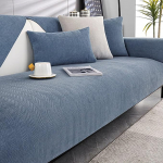 Bezugetop diivanikate, libisemisvastane diivanikaitsja nurgas diivan L kuju diivanihoidja, diivanikate 1 2 3 4 istekohaga, universaalne tahke tekstuurne diivanikate elutuppa, sinine hall A, 90 x 160 cm, 90 x 160 cm
