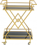 Kare Pyramids Design Serving Trolley Black / Gold Accessory Rollable Glass Top Steel Frame 79 x 65 x 35 cm (K x L x S x S)