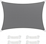 SONGMICS GSS23GY rebenemiskindel HDPE plastist p&auml;ikesepurje, p&auml;ikesekaitse, ilmastikukindel UV kaitse, hingav, aeda, r&otilde;dule, terrassile, telkimisele, ristk&uuml;likukujuline, 2 x 3 m, 2 m trossid, suitsuhall