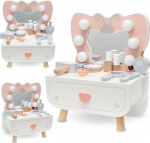 mamabrum laste puidust riietuslaud koos LED-peegliga liblika kujul - Mini riietuslaud koos sahtli ja tarvikutega - riietuslaud t&uuml;drukutele alates 3. eluaastast - loov rollim&auml;ngimine