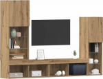 vidaXL TV kabinet 4 tk Artisan Oak Wood Composite elutuba kaasaegne meelelahutuskeskus seinariiulid LED valgustus ruumi s&auml;&auml;stev m&ouml;&ouml;bel