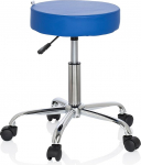 hjh OFFICE 729413 Stool Operator II PU nahast sinine, kroomitud alus, v&auml;ike t&ouml;&ouml; tool, reguleeritav
