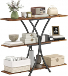 HOMCOM 3-astmeline konsoollaud, t&ouml;&ouml;stuslik diivanilaud 2 avatud riiuliga ja metallist X-raamiga kitsas konsoollaud elutuppa, koridori, esikusse, koridori, saali, rustikaalne pruun