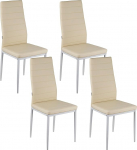 Baroni Home S&ouml;&ouml;gitoatoolid, 4 tooli, polsterdatud toolid k&otilde;rge seljatoega ja ergonoomilise istmega, elegantsed ja moodsad s&ouml;&ouml;gitoolid kunstnahast, terasraamiga, 40 x 48 x 96 cm, beež