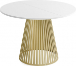 WFL GROUP &uuml;mmargune pikendatav s&ouml;&ouml;gilaud Loft-stiilis liistudega - 120 kuni 200 cm - kuldsete metalljalgadega t&ouml;&ouml;stuslik laud, ruumi s&auml;&auml;stev elutuppa v&otilde;i s&ouml;&ouml;gituppa - valge