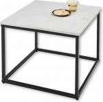 Stella Trading SAMY kohvilaud marmorist ruudukujuline valge, musta metallraamiga - stiilne k&uuml;ljelaud kvaliteetsete marmorist plaatidega - 60 x 46 x 60 cm (B x K x S)