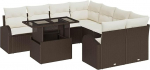 9-teiliges Garten Sofa Set mit Kissen braun Poly Rattan, 2-Sitzer Garten Sofa mit Stauraum & Kissen braun Poly Rattan Gartenlounge Model3357351