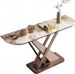 Konsolentisch Moderner Eingangstisch, Steinplatten-Desktop & Metall-Edelstahlsockel, Konsolentisch F&uuml;r Eingangsbereich, Wohnzimmer(150cm/59in)
