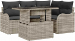 5-teiliges Garten Sofa Set mit Kissen Hellgrau Poly Rattan, 2-Sitzer Garten Sofa mit Kissen Hellgrau Poly Rattan Gartenlounge Model3348458