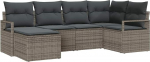 6-teiliges Garten Sofa Set mit Kissen Grau Poly Rattan, 2-Sitzer Garten Sofa mit Stauraum & Kissen Grau Poly Rattan Gartenlounge Model3355118