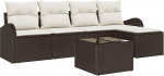 5-teiliges Garten Sofa Set mit Kissen Grau Poly Rattan, 2-Sitzer Garten Sofa mit Stauraum & Kissen Braun Poly Rattan Gartenlounge Model3354677