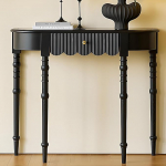 Konsoollaud kitsas puidust, 100 cm, k&uuml;ljelaud kitsas, poolkuu kujuga konsoollaud sahtliga sissep&auml;&auml;suks, elutuppa ja esikusse (must)