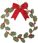 Heaven Sends roheline vildist Holly p&auml;rg punase vibuga 40cm - kunstlik j&otilde;ulup&auml;rg marjadega - j&otilde;ulukaunistus seinale, kaminale ja pidulikule v&auml;ljapanekule