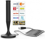 DVB-T2 siseantenn - digitaalne siseantenn ilma toiteallikata, 360&deg; &uuml;mbersuunaline vastuv&otilde;tt kuni 250 km, Full HD/4K, &uuml;hildub Smart TV ja DVB-T2 vastuv&otilde;tjaga, 5 m koaksiaalkaabel 1