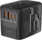 Maailma reisiadapter - Universaalne reisiadapter maailmas ja pistikupesa adapter - 4-in-1 reisiadapter, reisipistik ja reisipistikupesa adapter maailmas - Taani konverter USA-sse - 2&times;USB-C, 2&times;USB-A, 1&times;AC