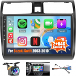 Roinvou 8 s&uuml;damikud 2+64G Android raadio Suzuki Swift 2003-2010 koos Navi Carplay Android auto 10.1-tolline autoraadio puuteekraaniga GPS Bluetooth WiFi FM/RDS DSP 32EQ SWC tagantvaate kaameraga