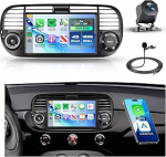 Rimoody 4G+128G Android Autoradio f&uuml;r FIAT 500 2007-2015, 7 Zoll IN-Cell HD Wireless Carplay Autoradio mit Android Auto Navi GPS Mirror Link Bluetooth WiFi FM/RDS/EQ Lenkradsteuerung Tagfahrkamera