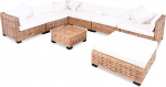 SECOLI Rattan Lounge Seating Set, 27-Piece Polyrattan Garden Furniture Set, Natural Rattan Sofa Set, Dining Set, Sofa Set with Cushions