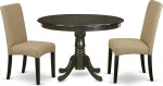 East West Furniture HLDR3-CAP-03 - 3 Piece Dining Set Includes a 42" Round Dining Table