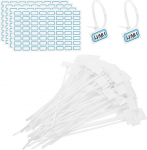 PATIKIL 6-tollised kaablisidemed, 200 kaablisideme etikettide pakett Nailonist traatm&auml;rgistusetikettide enesem&auml;rgistus plastikust lindid kirjutatav koos etikettide paberiga organisatsioonikaablite jaoks, valge