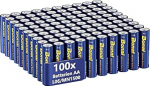BONAI Longlife Alkaline Batteries AA (Pack of 100) 1,5 V Mignon LR06 patarei, v&otilde;imas, ideaalne &auml;ratuskellale, termomeetrile, dekoratiivlampidele ja muudele suure energiavajadusega seadmetele.