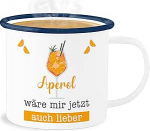 Email Mug Tin Cup - Statement - Aperol Would I Love Now Also - Aperol Gift Funny - 300 ml - White Blue - Statements Cocktail Cup Happy New Year Spritz New Year Spray with
