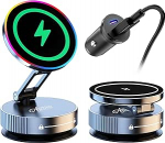 Vaakum magnetiline mobiiltelefoni hoidja, auto iminapad, 360&deg; p&ouml;&ouml;rlev, magnetiline autohoidja vaakumiga, kokkupandav ja kaasaskantav magnetiline mobiiltelefoni hoidja auto iPhone Androidile (traadita laadija)