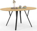IDMarket - Extendable Round Dining Table for 4-8 People Wood and Black Industrial Design 110-150cm