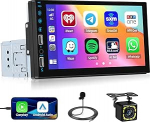 7-tolline 1 DIN autoraadio koos Carplay Android autoga, HD puuteekraaniga 1 DIN raadio Bluetoothiga FM SWC EQ Mirror Link tagurduskaamera MIC, AUX/USB sisendiga
