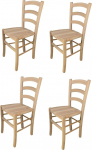 t m c s Tommychairs Set of 4 Venezia Chairs for Kitchen and Dining Room, Robust Structure Made of Polished Beech Wood, Untreated and 100% Natural, Seat Made of Polished Wood