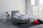 Talamo Italia Anna Single Bed with Container, Made in Italy, Fabric Cover, Front Opening, Fits Mattress 80 x 190 cm, Grey