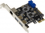KALEA-INFORMATIQUE PCIe to LAN Controller Card GIGABIT Ethernet ja USB 3.0, 2 v&auml;list pesa ja 2 sisemist pesa 19-poolusel USB3-poolel.
